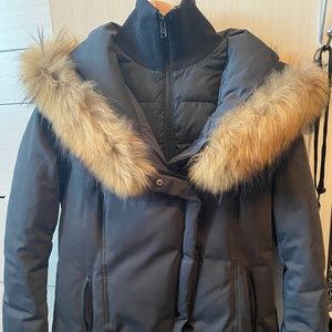 Soia & Kyo down coat with fur hood